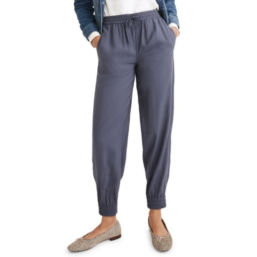 Madewell Drawstring Track Trousers Joggers Purple Sunfaded Indigo Size Large